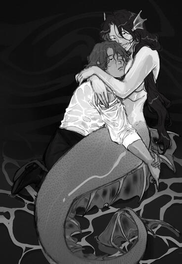 Full-body example in grayscale